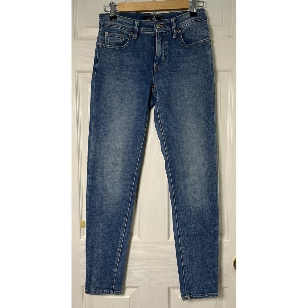 Ralph Lauren Super Skinny Blue Jeans Women 0 (Fits 6/8) Stretch Low Rise 28x29 - Picture 2 of 11